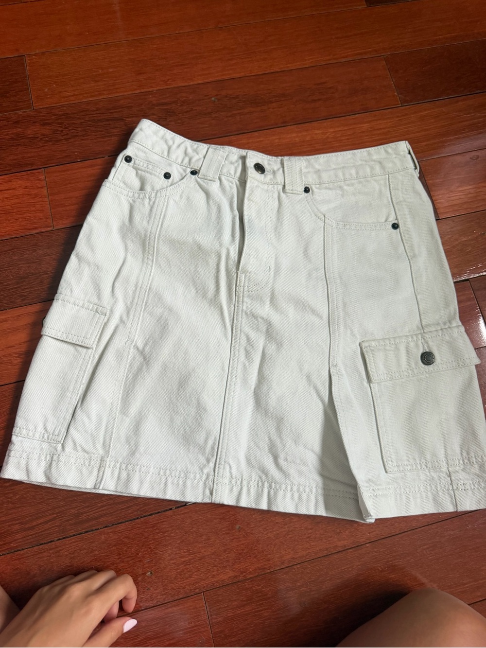 Topshop Cream Cargo Denim Mini Skirt